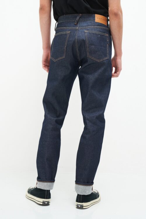 Jim Regular Slim Orange Selvedge Recycled Raw Hinten