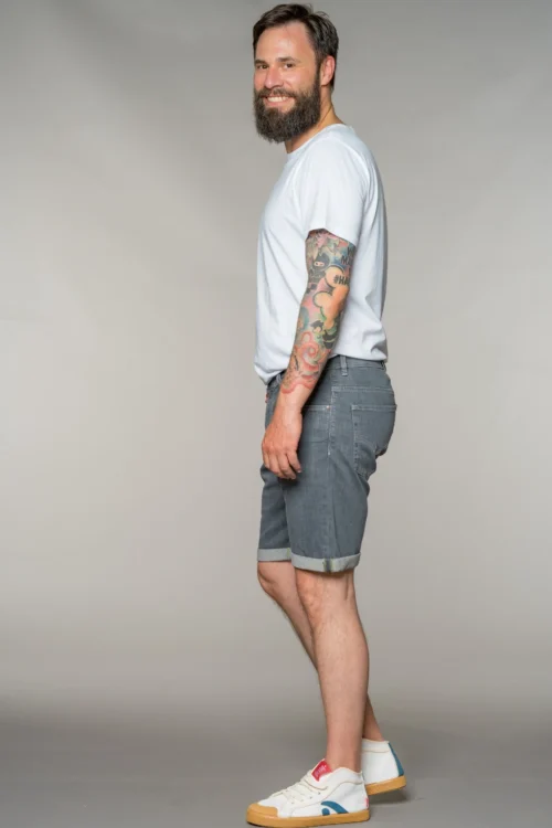 Linus Denim Shorts medium grey Seitlich