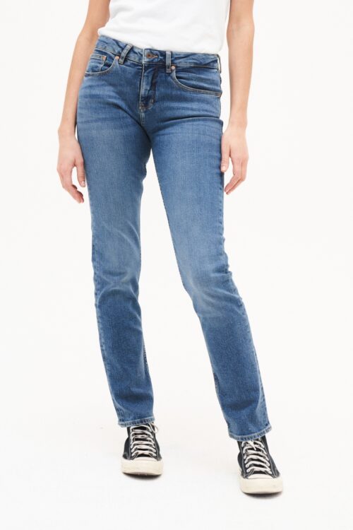 Sara Straight Worn Indigo Frontal