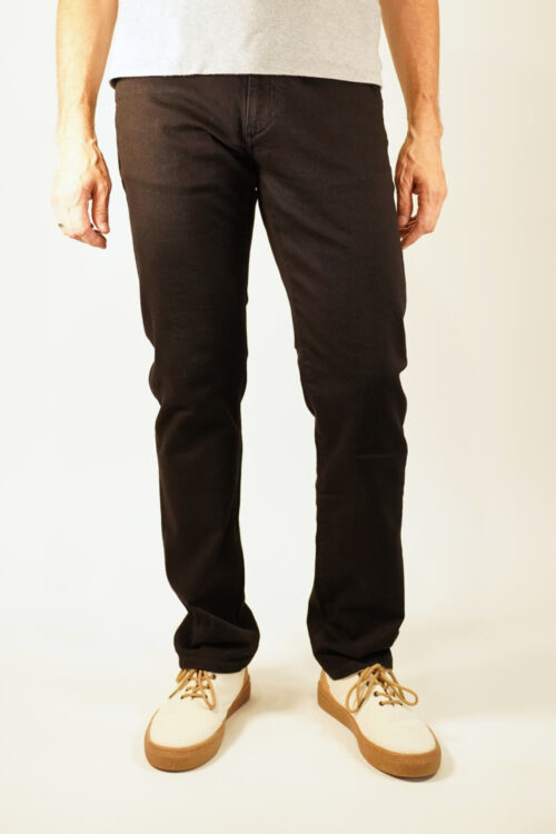 MENS SLIM STRAIGHT JEANS - BLACK ONE WASH Frontal (neu)