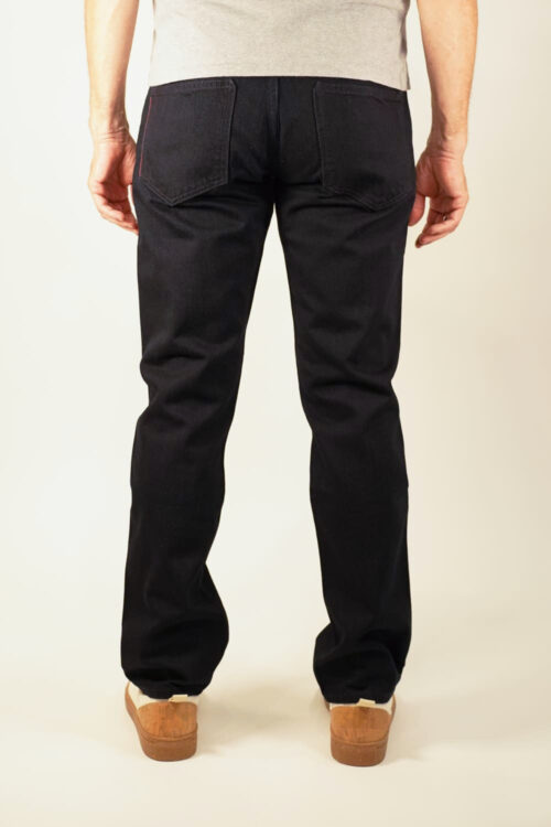 MENS SLIM STRAIGHT JEANS - DARK BLUE ONE WASH Hinten (neu)