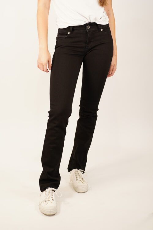 WOMENS STRAIGHT JEANS - BLACK ONE WASH Frontal