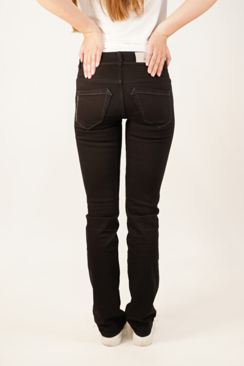 WOMENS STRAIGHT JEANS - BLACK ONE WASH Hinten