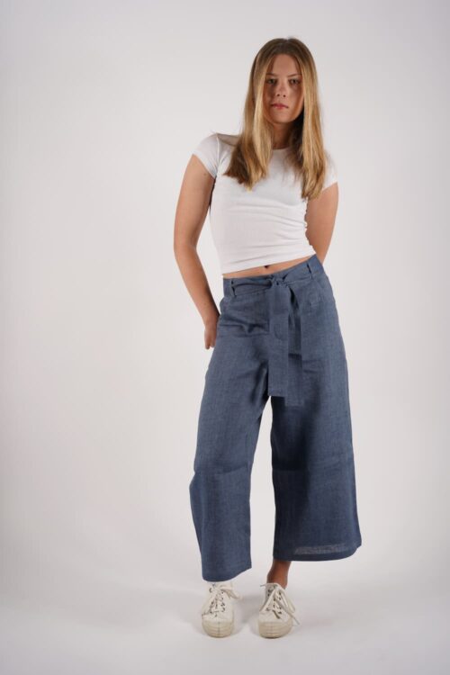 Schweikardt naturalmente Leinen Culotte jeansblau frontal