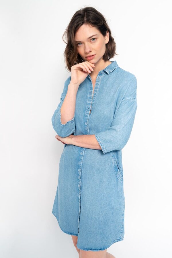 Kuyichi Mara Dress Light Blue frontal 2 Kuyichi Mara Dress Light Blue frontal