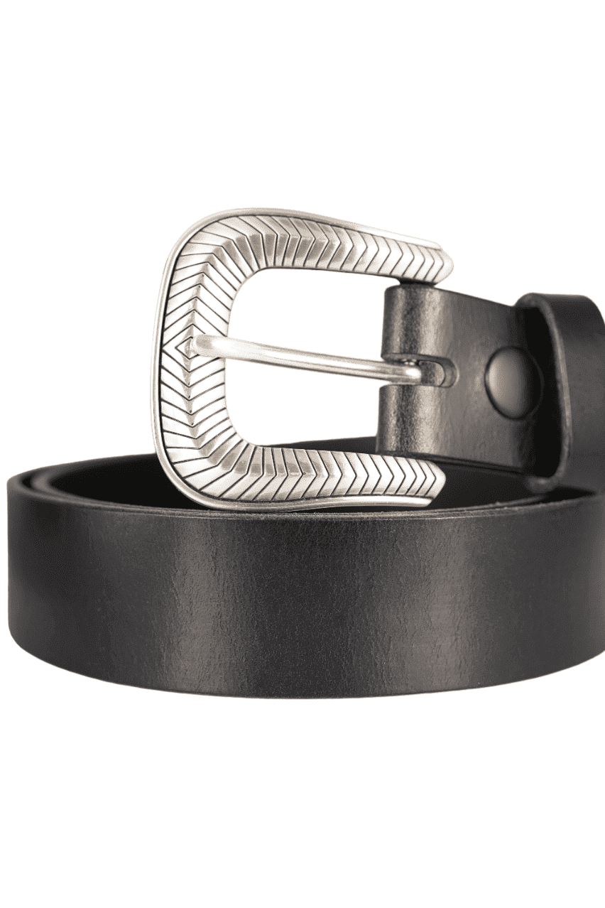 bMS Armadillo Panzer 3,5cm Ledergürtel PURE BLACK gerollt