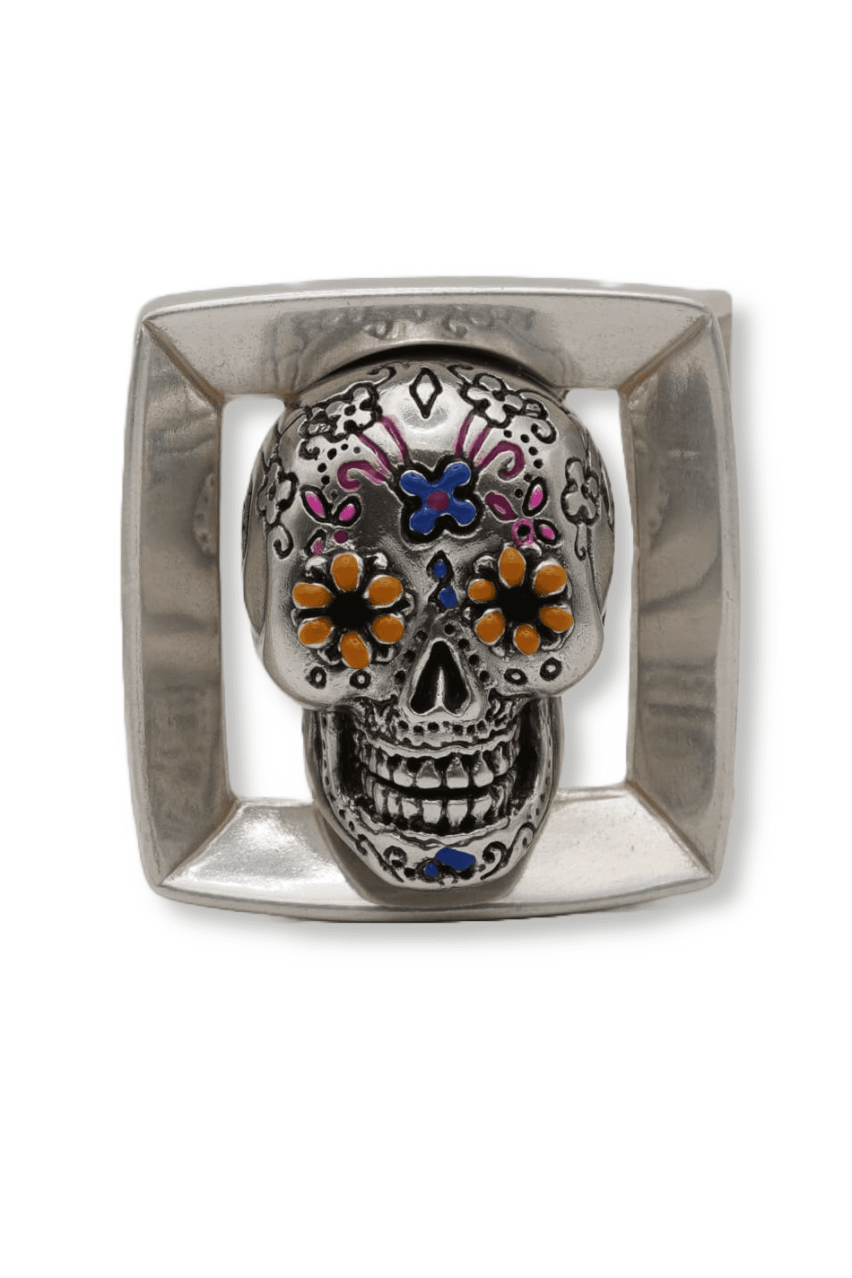 bMS Farbiger Totenkopf 4cm Gürtelschnalle