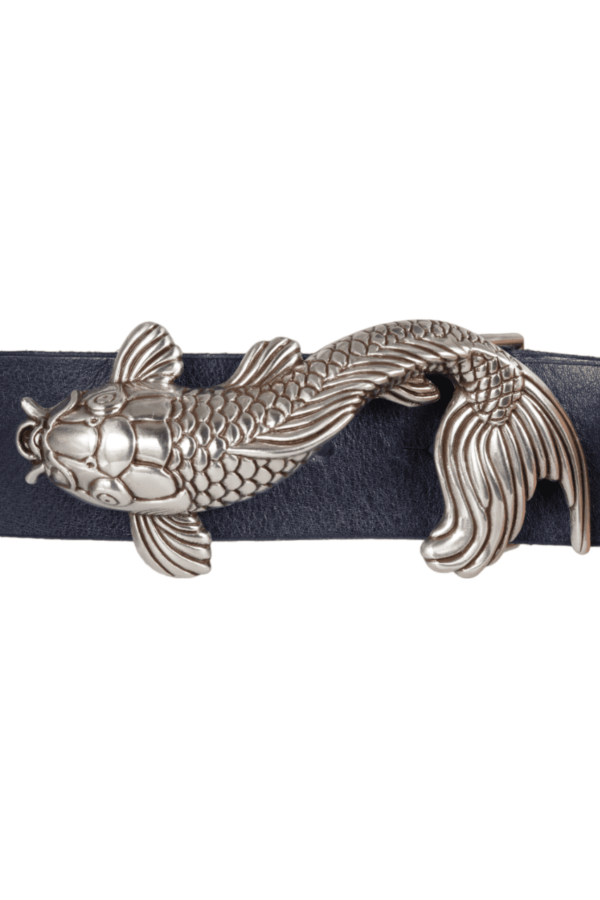 bMS Koi 4cm Ledergürtel BROKEN NAVY gerade liegend bMS Koi 4cm Ledergürtel BROKEN NAVY gerade liegend