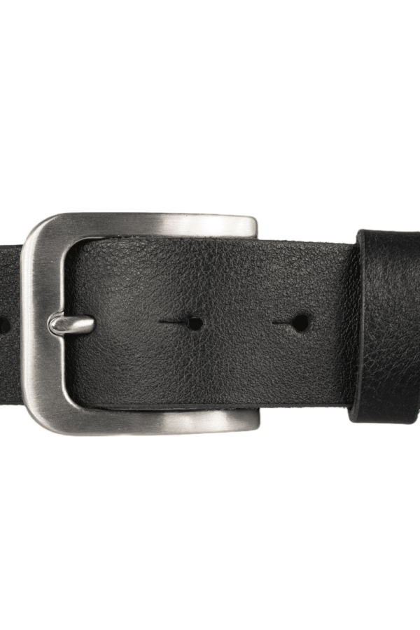 bMS Edelstahl matt 4cm Ledergürtel SOFT BLACK gerade liegend bMS Edelstahl matt 4cm Ledergürtel SOFT BLACK gerade liegend