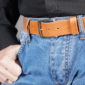 bMS Edelstahl matt 3.5cm Ledergürtel VINTAGE an heller Jeans