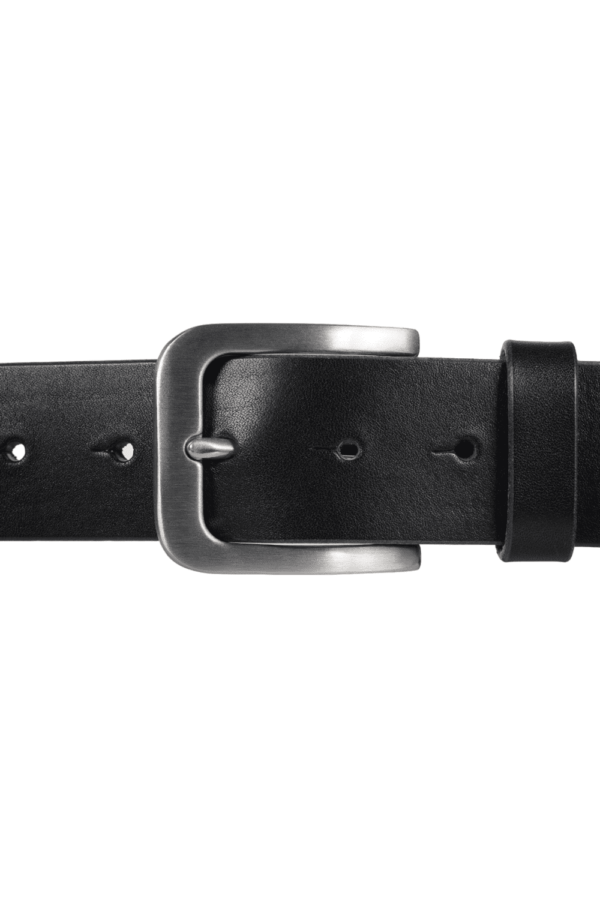 bMS Edelstahl matt 4cm Ledergürtel BLACK gerade liegend bMS Edelstahl matt 4cm Ledergürtel BLACK gerade liegend