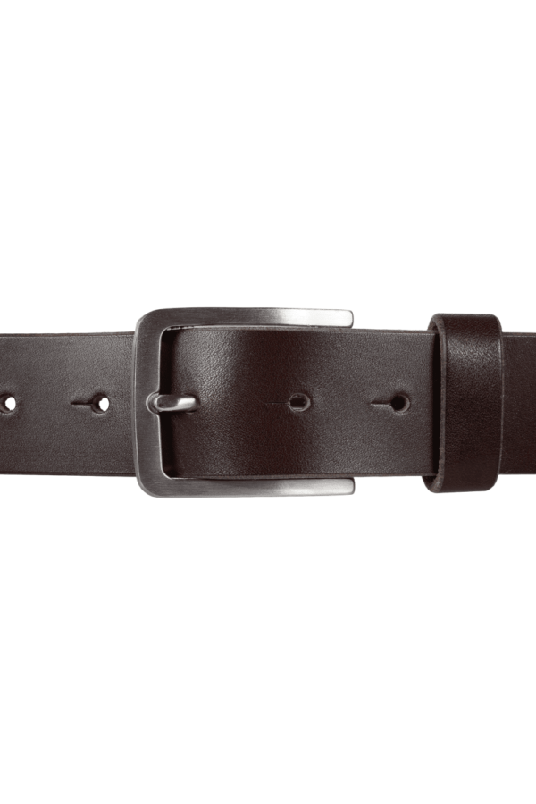 bMS Edelstahl matt 4cm Ledergürtel DARK CHOCOLATE gerade liegend bMS Edelstahl matt 4cm Ledergürtel DARK CHOCOLATE gerade liegend