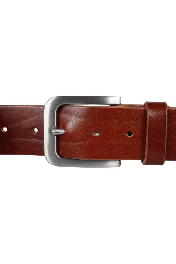 bMS Edelstahl matt 4cm Ledergürtel WHISKEY gerade liegend bMS Edelstahl matt 4cm Ledergürtel WHISKEY gerade liegend