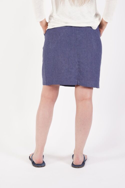 BLOOMERS Linda Leinen-Rock Blau hinten