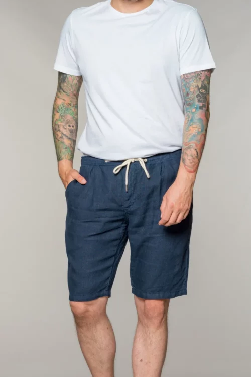 Feuervogl Maxim Bermuda Leinen Navy vorne