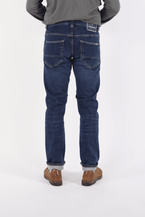 Schmaler Blaumann Selvedge Heavy Stone Used hinten