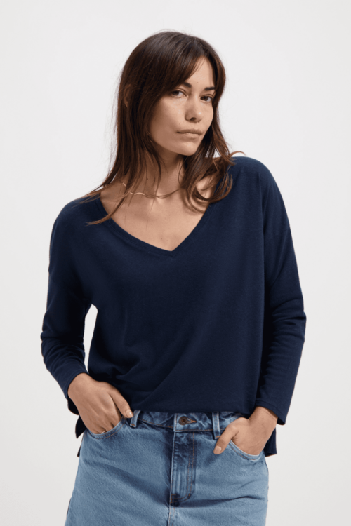 Kuyichi Yulia tee dark navy frontal