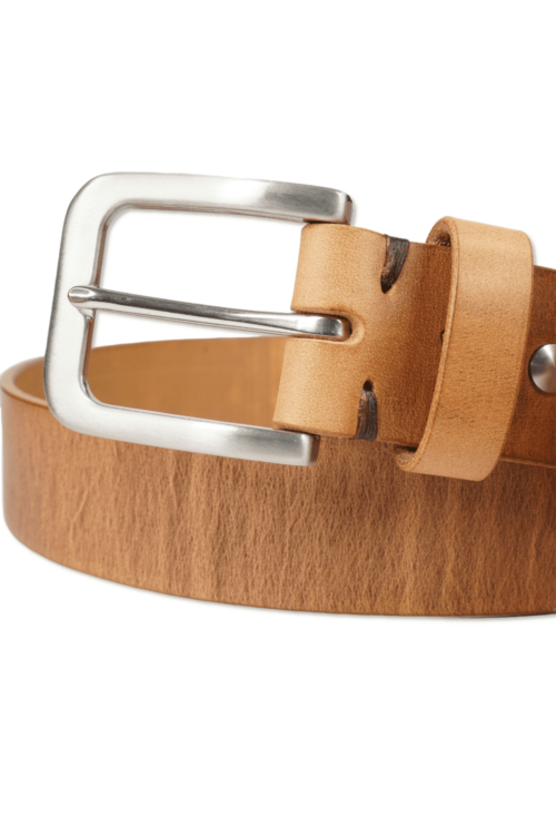 bMS Edelstahl matt 4cm Ledergürtel BROWN DONKEY gerollt