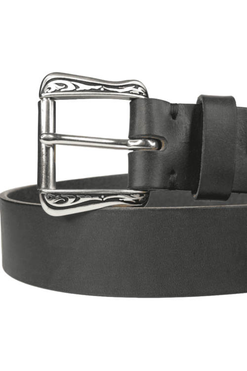 bMS Jeremiah Watt floral 4.5cm Ledergürtel DARK NAVY gerollt