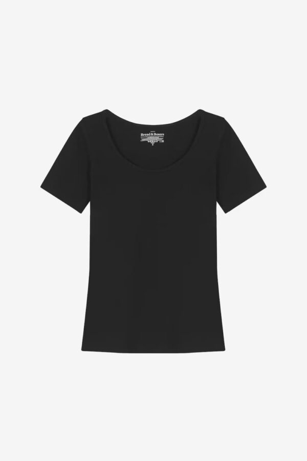 Bread & Boxers T-Shirt Scoop Neck Black frontal (freigestellt) Bread & Boxers T-Shirt Scoop Neck Black frontal (freigestellt)
