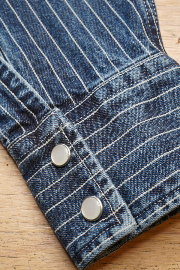 Tellason Cowboy Shirt Wabash Blue-White Ärmelmanschette (Detail) Tellason Cowboy Shirt Wabash Blue-White Ärmelmanschette (Detail)