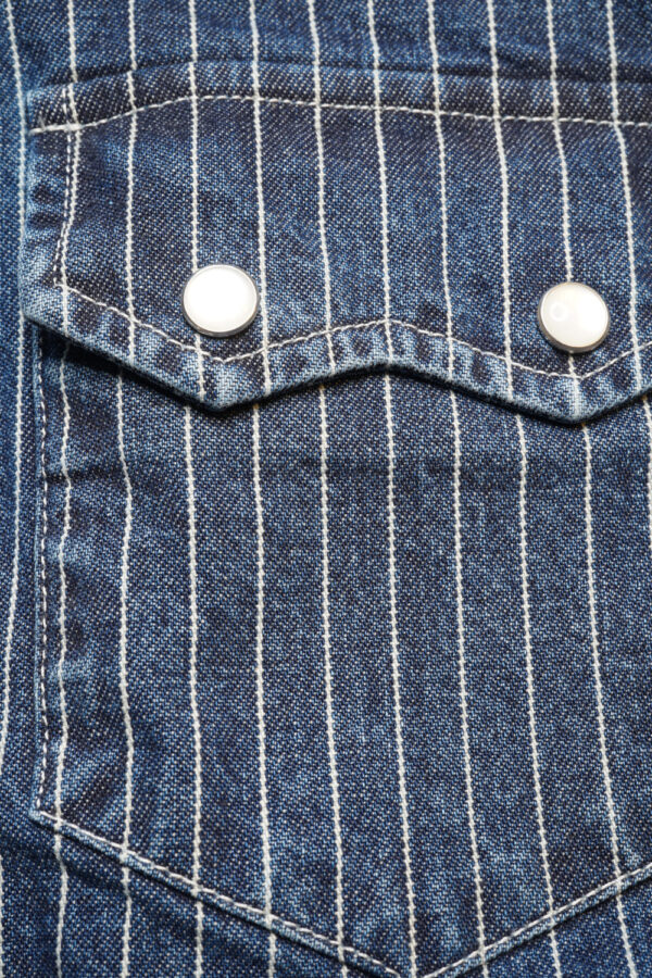 Tellason Cowboy Shirt Wabash Blue-White Brusttasche (Detail) Tellason Cowboy Shirt Wabash Blue-White Brusttasche (Detail)