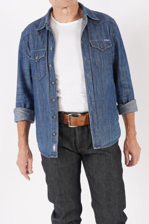 Schmales Blaumann Jeans-Hemd 8oz - nach einem Jahr