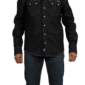 Schmales Blaumann Jeanshemd Haifischpatte frontal