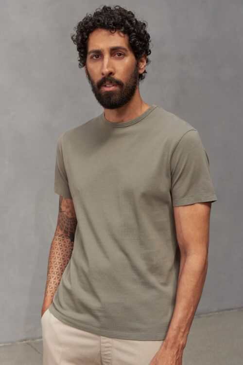 About Companions LIRON t-shirt eco pique dusty olive frontal