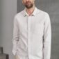 About Companions SIMON shirt men linen stone white frontal