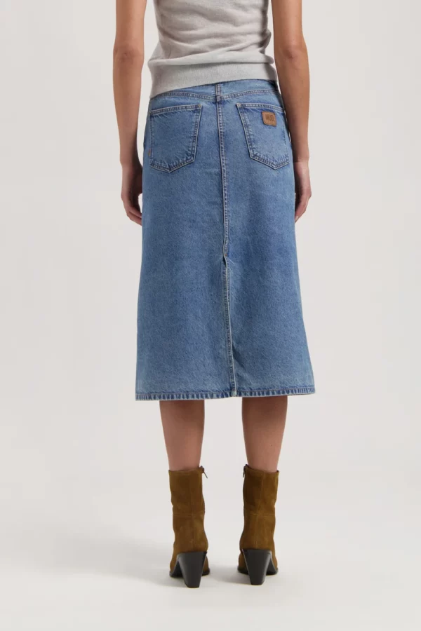MUD Gwen Mid Skirt - Stone Vintage Hinten MUD Gwen Mid Skirt - Stone Vintage Hinten