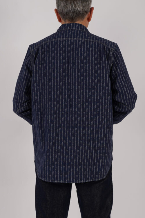 Hens Teeth Shirt Work Canvas Light Printed Striped Blue Hinten