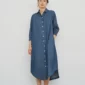 CARE BY ME Joy Shirt Dress Dark Blue Denim frontal