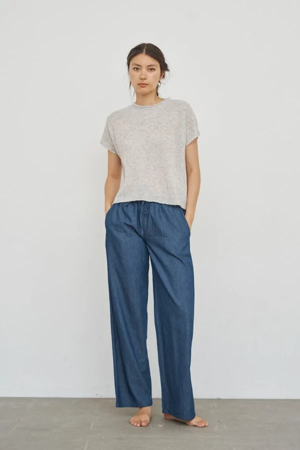 CARE By Me Joy Pants Casual Dark Blue Denim frontal CARE By Me Joy Pants Casual Dark Blue Denim frontal