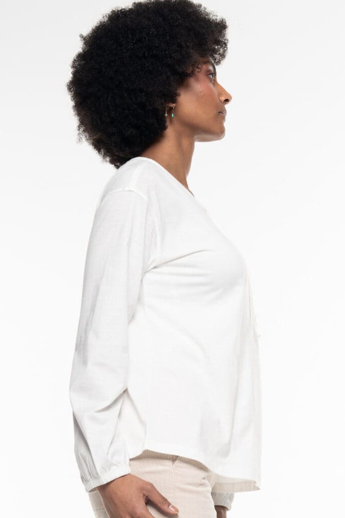 Alma & Lovis V-Neck Blouse white Seite