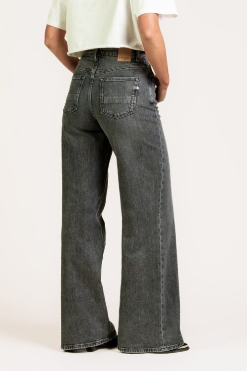 Kuyichi Harper Wide Leg Charcoal Fade Schräg