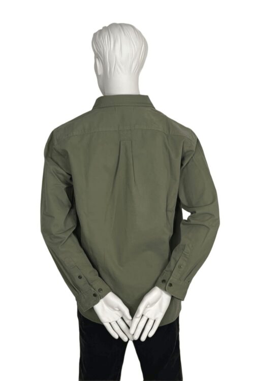 Merz b. Schwanen Herringbone Long Sleeve Shirt army Hinten