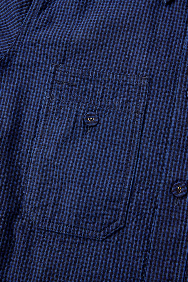PBJ Men's Woven Seersucker Check Shirt Gingham Hinten Tasche 1