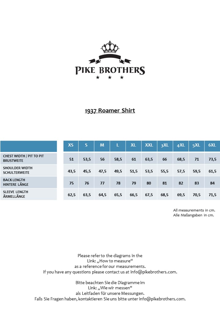 Pike Brothers 1937 Roamer Shirt Maße