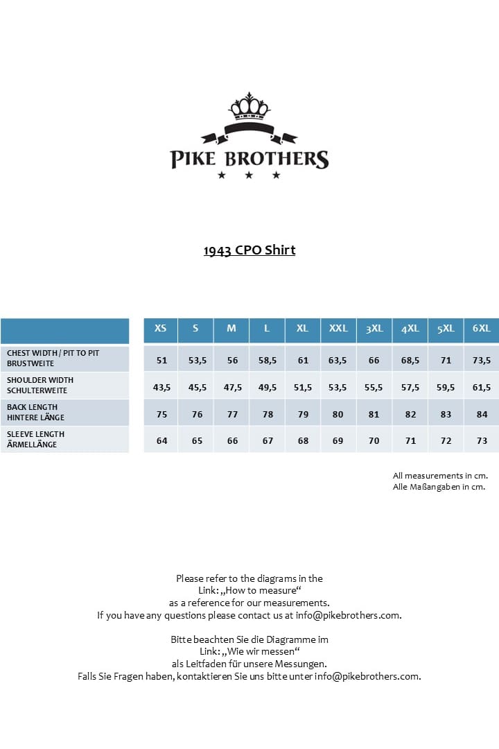 Pike Brothers 1943 CPO Shirt Maße